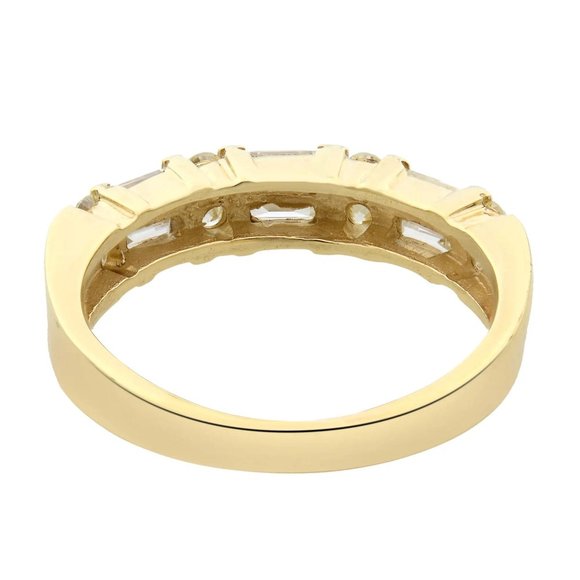 0.75Cttw Baguette And Round Cut Diamond Band Ring 14K Yellow Gold Size 5.5 - Picture 4 of 5